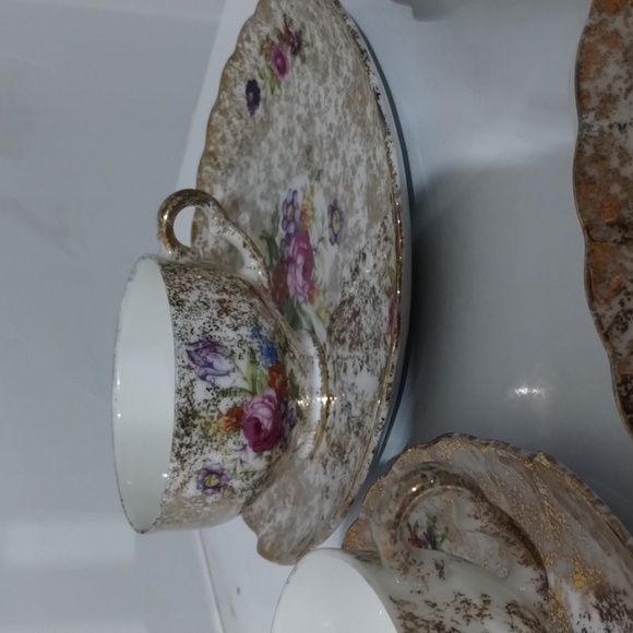 Fred Roberts place set of 4 China tea set scalloped edge floral print delicate - Picture 6 of 9